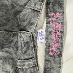 Total Girl Floral Gray Jeans with Pink Accents
